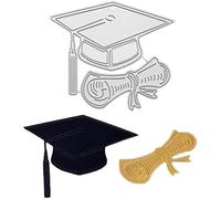 Troqueles de corte de sombrero de graduación plateados para gorra de soltero, troqueles de metal, fondo de graduación, molde de grabado en relieve para manualidades, álbumes de recortes, tarjetas de