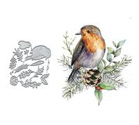 Troqueles de metal con hojas de flores de primavera para hacer tarjetas, plantillas de corte de pájaros de pino acebo para manualidades, tarjetas de papel en relieve, manualidades