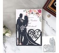 Troqueles de metal para parejas, invitación de boda, letras de corazón, amor, flores, hojas, plantillas de corte para manualidades, álbumes de recortes, tarjetas, para hacer tarjetas
