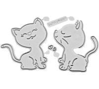 Troqueles de metal plateados para gatos, gatos, mascotas, flores, cortes, dos gatitos, plantillas de grabado en relieve para bricolaje, álbumes de recortes, álbum de fotos, tarjetas decorativas,