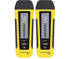 TROTEC Medidor de Humedad de la Madera, Temperatura y Materiales BM22, Linterna LED, Portátil, Indicador de Humedad LED, Portátil, Clip para Bolsillo (Paquete de 2)