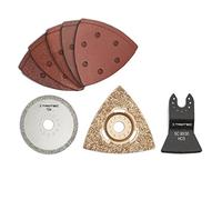TROTEC PMTS 2 juego de accesorios 13 piezas para renovar baños | Set para reforma de baños con abrasivos, hoja diamantada, rascador y placa RIFF, compatible con multiherramientas