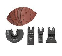 TROTEC set accesorios PMTS 1 universal 24 piezas para taller y bricolaje | Incluye 20 hojas abrasivas, 2 hojas de inmersión, 1 hoja segmentada y 1 rascador para multiherramienta