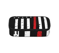 Trotting - Estuche para lápices con revestimiento plano de pata de Retrievers de gran capacidad, bolsa de papelería de oficina, bolsa de cosméticos con compartimentos para niñas, niños y adultos, línea roja, bandera de Estados Unidos, talla única
