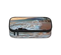 Trotting - Estuche para lápices de gran capacidad con revestimiento plano de Retrievers para oficina, bolsa de cosméticos con compartimentos para niñas, niños y adultos, playa, Maui, Hawaii, atardecer, olas de mar, nubes, talla única