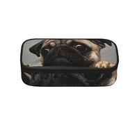 Trotting - Estuche para lápices de gran capacidad con revestimiento plano de Retrievers Paw Pencil Bag Bolsa de papelería de oficina, bolsa de cosméticos con compartimentos para niñas, niños y adultos, bonito cerdo, talla única