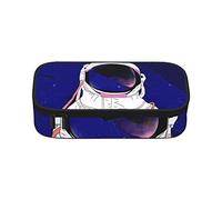 Trotting - Estuche para lápices de gran capacidad con revestimiento plano de Retrievers Paw Pencil Bag Bolsa de papelería de oficina, bolsa de cosméticos con compartimentos para niñas, niños y adultos, hombre fresco en el espacio exterior, galaxia, talla única