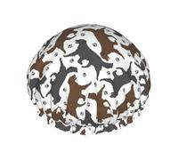 Trotting Flat Coated Retrievers huella de pata elegante gorro de ducha reutilizable mujeres gorro de ducha grande para trenzas pelo largo