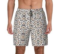 Trotting Flat Coated Retrievers Paw Print - Pantalones cortos elegantes para hombre, secado rápido, traje de baño para playa, vacaciones, surf, uso diario casual, Negro -, X-Large