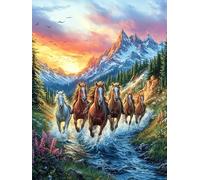 Troupeau de Chevaux Dans le ruisseau de montagne Puzzle 500 Piezas Cartón Grueso para Adultos Y Adolescentes Mitos fantásticos Calmar La Mente Entretenimiento Casero Regalo Ideal 500 P