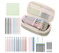Trousse À Crayons Grande - 8.7inch Fourre-Tout Pour L'école Et Lycée, Trousse À Crayons Avec Fournitures, Bloc-Notes Avec Stylos Gel Noirs Et Gommes | Pour Les ÉTudiantes, Femmes, Filles,