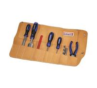 Trousse à outils Faithfull en Cuir suédé - 10 poches, résistante à l'eau, Avec fermeture à Bouton-Pression pour menuisiers, ébénistes et mécaniciens - 48 x 27 cm - Beige