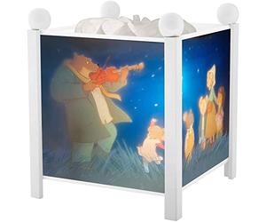 Trousselier - Ernest & Celestine© - Lámpara mágica Nocturna - Ideal para niños - Dibujos Animados - Luz Confortable - Color de Madera Blanca - Bombilla 12V 10W incluida - Adaptador de Enchufe Europeo