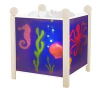 Trousselier - Lámpara nocturna mágica para niños, diseño animado, luz tranquilizadora, color madera blanco, bombilla 12 V, 10 W, enchufe europeo