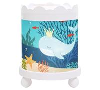 Trousselier - Océano Ballena - Lámpara mágica Nocturna Redonda - Ideal para niños - Dibujos Animados - Luz Confortable - Color de Madera Blanca - Bombilla 12V 10W - Adaptador de Enchufe Europeo