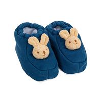 Trousselier - Zapatillas con cabeza de conejo - 0 a 2 años - Coton orgánico - Regalo de nacimiento ideal - Lavable a máquina - Color azul Denim - 2 unidades
