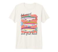 Trout Fishing Fish Around and Find Trout Funny Pun Angler Camiseta Premium