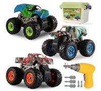 Trovogil Take Apart Monster Truck Juguetes para niños de 3, 4, 5, 6, 7, 8 años, juguetes educativos de construcción STEM con taladro eléctrico y caja de almacenamiento, regalo de cumpleaños y Navidad