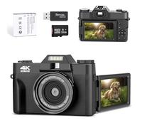 Trovoro Digital Camera, 2025 New 56 Million HD Pixels 4k Digital Camera, 3.0 HD Folding Screen, Support WiFi Function, Time Lapse Video Function, Time Lapse Photography (Standard Black+32G)