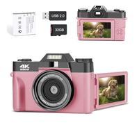 Trovoro Digital Camera, 4K Ultra HD, 3.0 HD Folding Screen, 48 Million Pixels, Support for WiFi Function, Time-Lapse Video Function, Slow Motion Video, Time-Lapse Photo (Pink Standard)