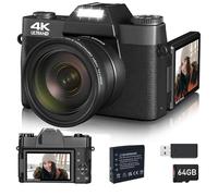 Trovoro Digital Camera, 4k Ultra HD - 3.0 HD Folding Screen - 48 Million Pixels, Time-Lapse Photo, Slow Motion Video, Fill Light for Low Light, Auto Focus, Capture Every Detail (Black,Set B)