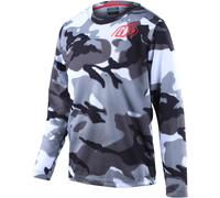 Troy Lee Designs Flowline Spray Camo Maillot de bicicleta juvenil, blanco-multicolor, tamaño XL