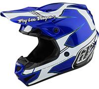 Troy Lee Designs SE4 Polyacrylite Matrix MIPS Casco de motocross, Azul/Plata, Talla XL (60/61)