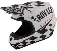 Troy Lee Designs SE4 Polyacrylite Race Shop MIPS Casco de motocross, negro-blanco, tamaño S para Hombres