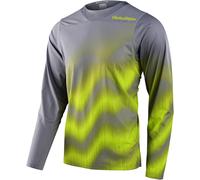 Troy Lee Designs Skyline Chill Waves Maillot de bicicleta de manga larga, gris-amarillo, tamaño M para Hombres