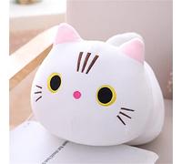 TROYSINC Gato de peluche de peluche, cojín de peluche, lindo y suave, juguete de gato (blanco, 25 cm)