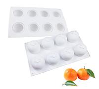 TROYSINC Molde de silicona con forma de frutas, manzana, fresa, cereza, melocotón, naranja, pera, chocolate, para la fabricación de bombones de chocolate caliente, pasteles, gelatina, mousse (naranja)
