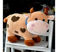 TROYSINC Peluche de vacas con bufanda, peluche suave de aprox. 28 cm de alto, bonito cojín de dibujos animados, regalos creativos para adultos y niños (marrón)