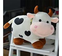 TROYSINC Peluche de vacas con bufanda, peluche suave de aprox. 28 cm de alto, bonito cojín de dibujos animados, regalos creativos para adultos y niños (blanco)