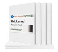 TroyStudio Panel acústico, panel insonorizado y absorbente de sonido, tablero de fibra de poliéster grueso súper denso, varios colores y tamaños, paquete de 6 (400 x 300 x 12 mm, blanco)