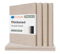 TroyStudio Panel acústico, panel insonorizado y absorbente de sonido, tablero de fibra de poliéster grueso súper denso, varios colores y tamaños, paquete de 6 (400 x 300 x 12 mm, camello)