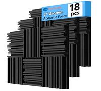 TroyStudio Panel de espuma de absorción acústica de estudio, 12 x 12 x 2 pulgadas, paquete de 18, absorbente de sonido de banda ancha, estructura periódica de ranura, espuma absorbente de sonido,