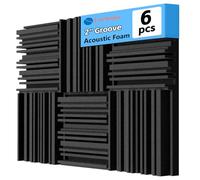 TroyStudio Panel de espuma de absorción acústica de estudio, 30,5 x 30,5 x 5 cm, paquete de 6, absorbente de sonido de banda ancha, estructura de ranura periódica, espuma absorbente de sonido, paneles