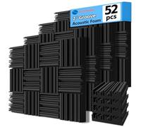 TroyStudio Paneles de espuma acústica gruesa, 12 x 12 x 2 pulgadas, 52 piezas de espuma absorbente de sonido de banda ancha, baldosas acolchadas densas a prueba de sonido, absorbente de espuma de