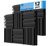 TroyStudio Paneles gruesos de espuma acústica, 12 x 12 x 2 pulgadas, 12 piezas de espuma absorbente de sonido de banda ancha, azulejos acolchados densos a prueba de sonido, absorbente de espuma de
