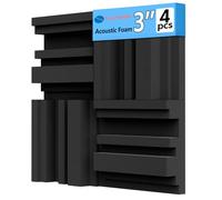 TroyStudio Paneles gruesos de espuma acústica, 12 x 12 x 3 pulgadas, 4 piezas de espuma absorbente de sonido de alta densidad, difusor cuadrático, paneles de espuma a prueba de sonido, paneles de