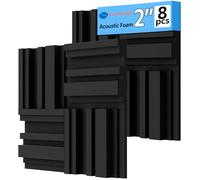 TroyStudio Paneles gruesos de espuma acústica en patrón de difusión, 12 x 12 x 2 pulgadas, 8 paneles difusores de espuma absorbente de sonido de alta densidad, azulejos acolchados de pared 3D