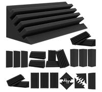 TroyStudio Trampas de graves - 24 piezas de 4 x 4 x 12 pulgadas densas esquinas de espuma de estudio, panel de tratamiento acústico absorbente reverberación eco, absorción de sonido de baja frecuencia