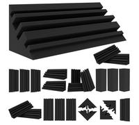 TroyStudio Trampas de graves - 24 piezas de 4 x 4 x 12 pulgadas densas esquinas de espuma de graves de estudio, panel de tratamiento acústico absorbente de reverberación eco, absorbente de sonido de