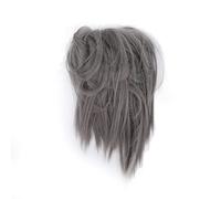 Trozo de pelo desordenado extensiones onduladas envueltas en cola de caballo para mujeres niñas moño de pelo elástico voluminoso estilo para fiestas de uso diario (Q17-gris #)