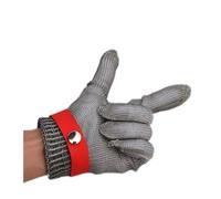 TRPLFGHZ Guantes de trabajo resistentes al corte, Guantes de correo cadena resistentes a cortes malla acero inoxidable cepillado guante seguridad laboral carnicero cocina 1 Uds(Red,XXL(26.5cm))