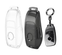 Trpoey 2 Fundas Llave TPU para Mercedes Benz, Funda de Llave de Coche Compatible con Clase A B C E S GLA GLC GLE GLK GLS CLA CLE CLS AMG E200 W177 W205 W213, Carcasa Protectora para Llave 3-4 Botones