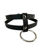 TRQOYTU Gargantilla Gótica, Collar De Cuero Para Mujer, Arnés De Doble Capa Con Círculo, Collar Gótico Punk Rock, Collar Ajustable, Joyería De Moda Para Mujer