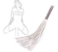 TRQOYTU Látigo Erótico Flogger Cuero De Vaca Nalgadas Borlas Látigo BDSM Bondage Montar Cultivo Imitación Mango De Madera Juegos De Pareja Juego De Rol Cosplay Juguete Sexual Para Mujeres