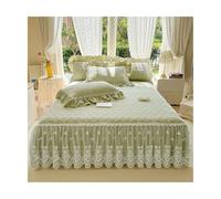 TRQQWEQQ 150/180 * 200cm Leche Terciopelo Cama Falda con Volantes 3 Piezas Sabana Bajera Longitud De Caída De 17.7 Pulgadas Funda De Colchón Envolvente(Green,Queen-150 * 200)