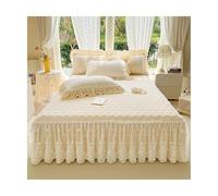 TRQQWEQQ 150/180 * 200cm Leche Terciopelo Cama Falda con Volantes 3 Piezas Sabana Bajera Longitud De Caída De 17.7 Pulgadas Funda De Colchón Envolvente(Giallo,Queen-150 * 200)